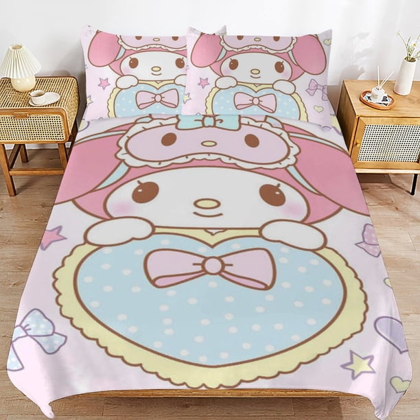 My Melody Duvet Cover Set 3 Piece Bedding Set Double Sided Printing Decorative Comforter Cover Set