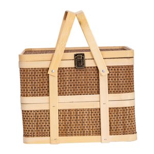 Magideal - Cesta Tejida, Cesta De Cesta, Cesta De Envoltura De Regalo De Doble Capa, Cesta De Almacenamiento De Alimentos Clásica, Cesta De Bambú Para Alimentos, L