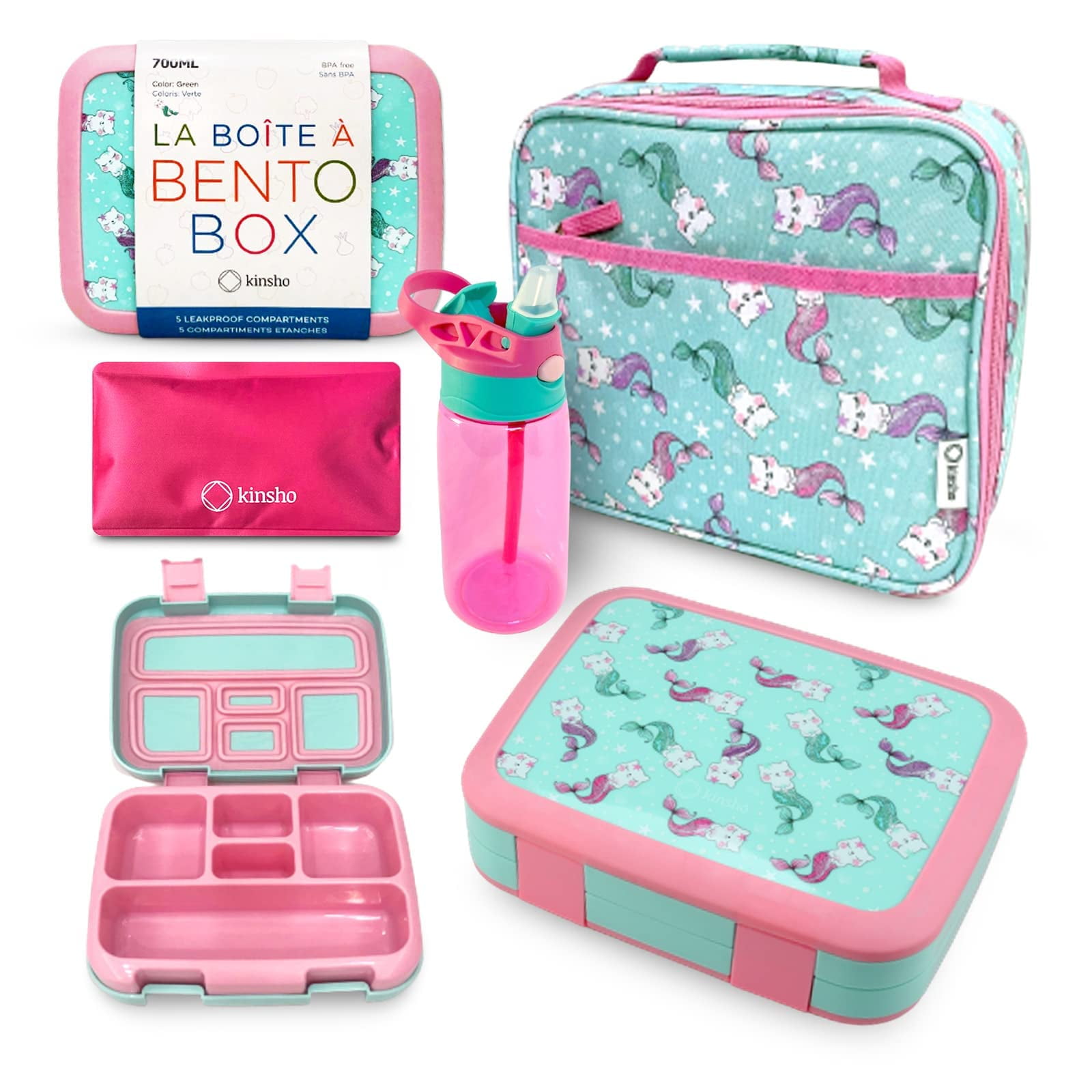 Set De Loncheras Kinsho Bento Con Bolsa Aislante, Botella De Agua Y Paquete De Hielo