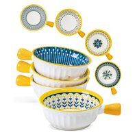 Juego De 4 Tazones Para Sopa Yeacccng De Cerámica Con Asa De 680 Ml