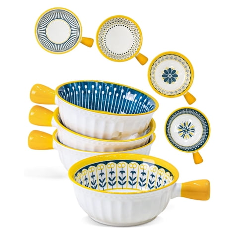 Juego De 4 Tazones Para Sopa Yeacccng De Cerámica Con Asa De 680 Ml