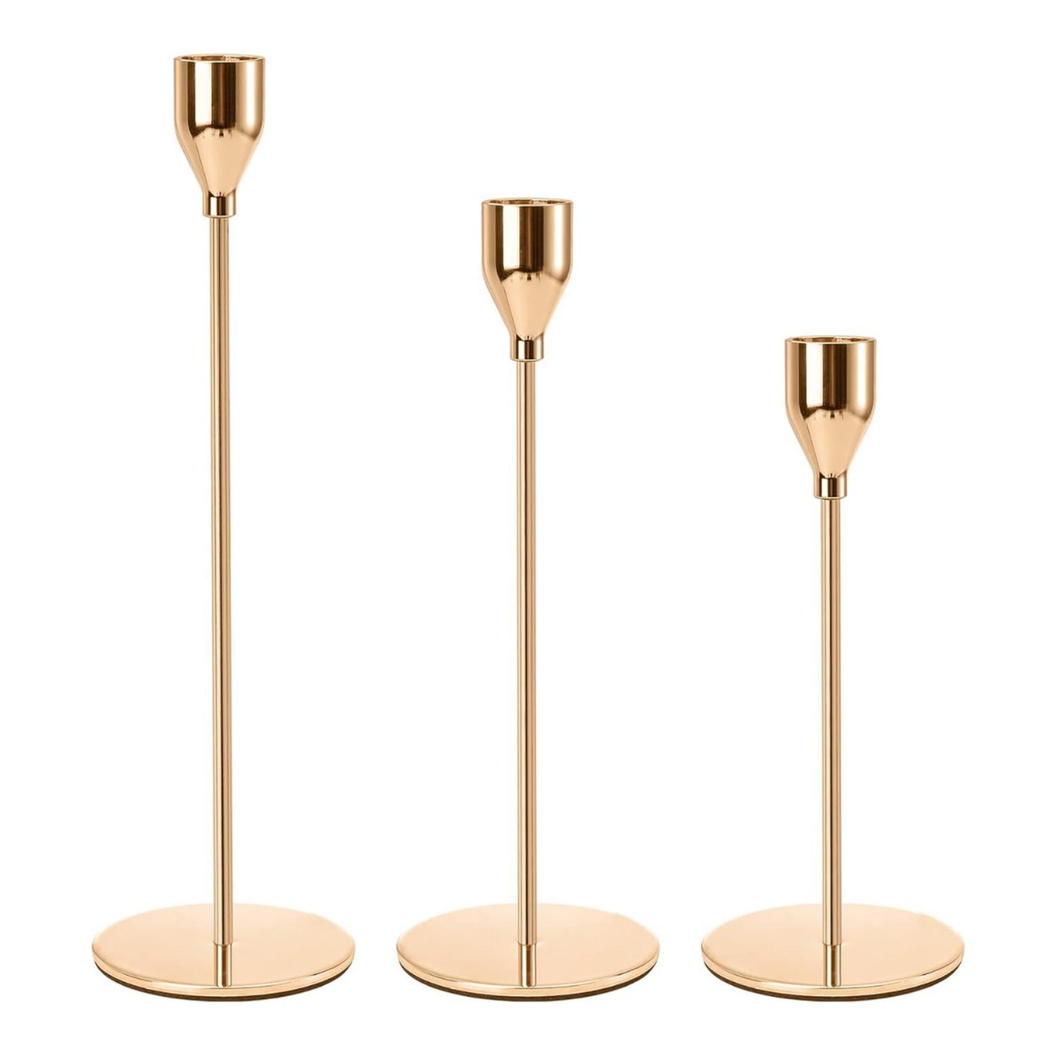 Fliperex - Set 3 Candelabros Porta Velas Dorado Decora Centro De Mesa Dorado