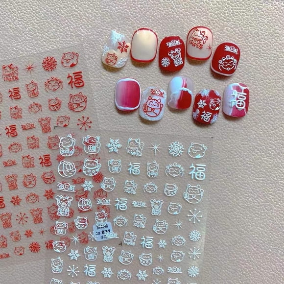 Pegatinas para uñas Dedyel 5D con dibujos animados de gatos con dibujos animados en relieve