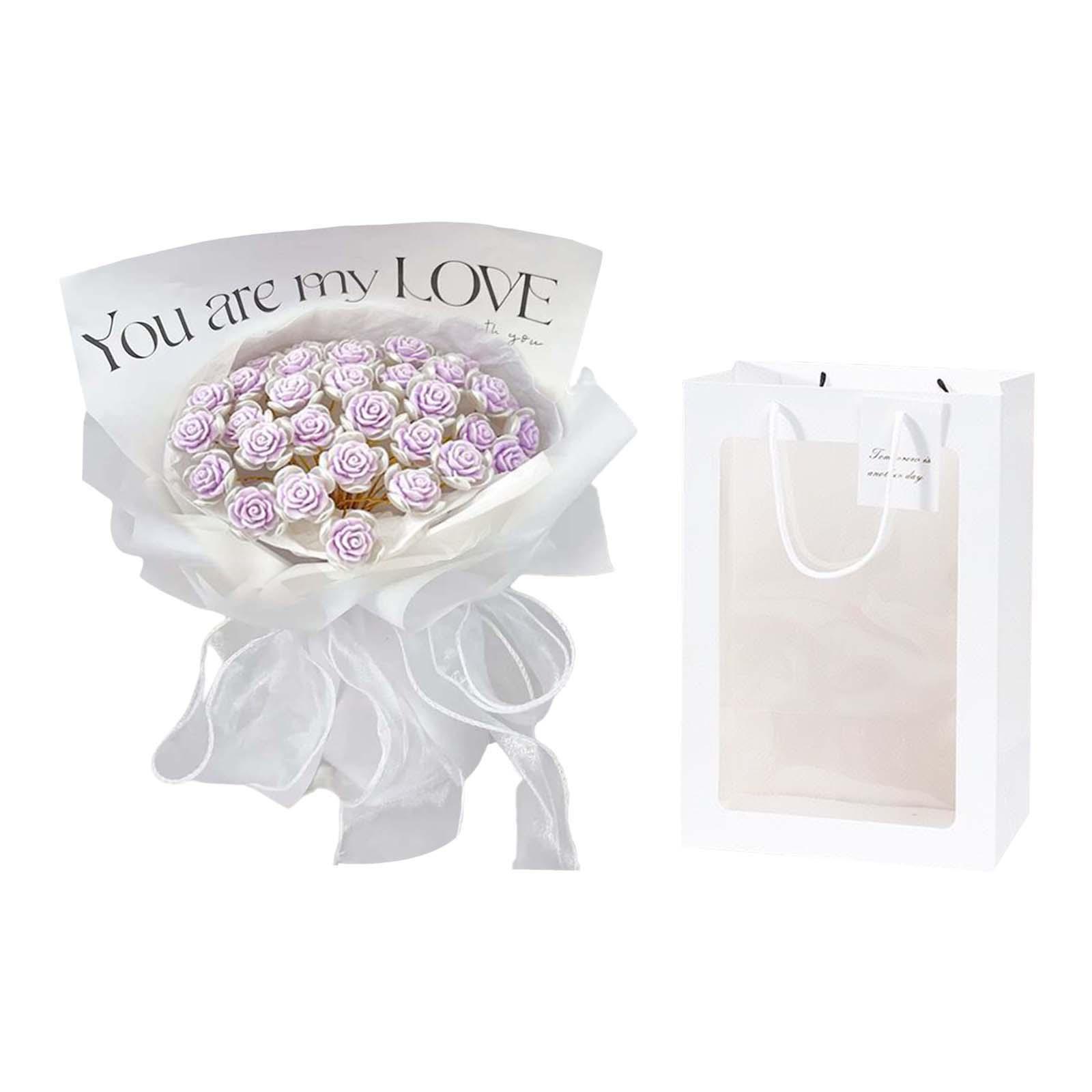 Magideal - Flower Bouquet Craft Flower Making Set Hecho A Mano Diy Bouquet Set Bouquet Fabricación De Materiales Para El Día De San Valentín Regalo De La Fiesta Violeta 33Pcs