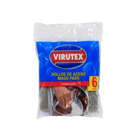 Rollos De Acero Mago Pads Sin Jabón 6 Un Virutex