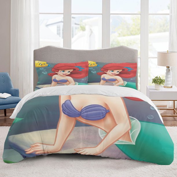 Ariel Bedding Sets Cartoon Duvet Cover Lightweight 3 Piece Bet Sets for Kids Boys Girls