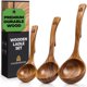 thumbnail image 1 of Juego de cucharones de madera de teca para cocinar sopas y servir, 1 of 7