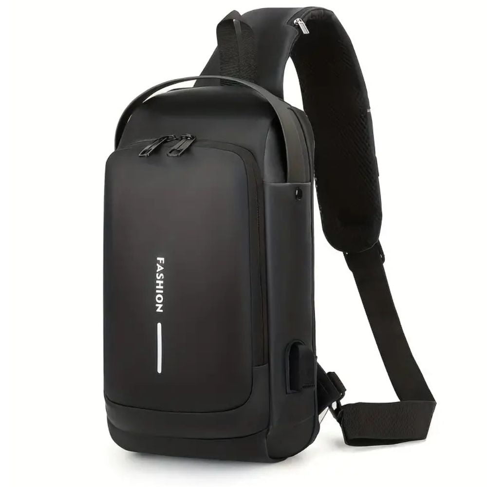 Generíco - Bolso Bandolera Negro Antirrobo Impermeable Hombre Con Puerto Usb