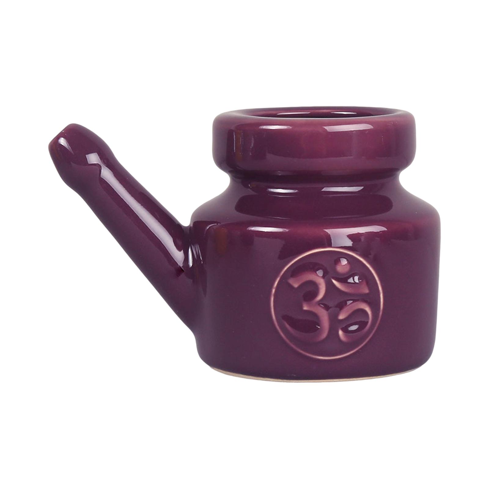 Ioensy - Olla Neti De Cerámica, A Prueba De Fugas, Para Enjuague Nasal, Duradera Para Limpieza Nasal, 350 Ml, Color Morado