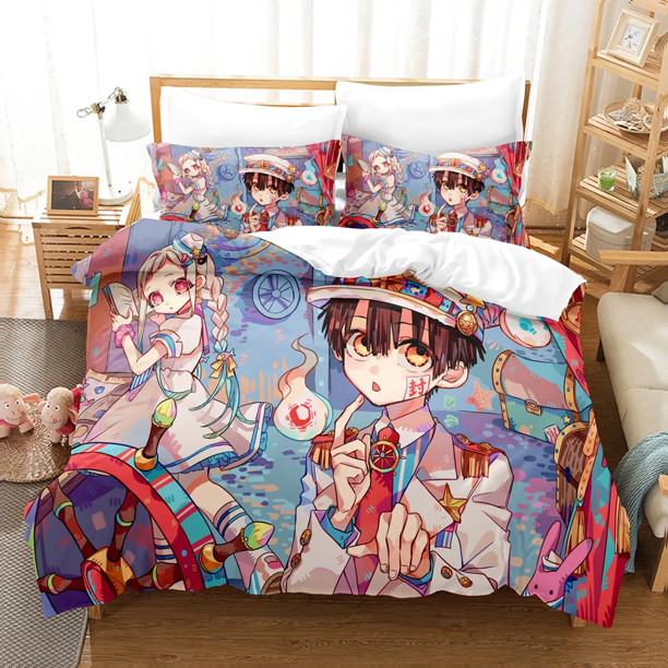 Anime Toilet bound Hanako kun Bedding Set,Duvet Cover Bed Set Quilt Cover Pillowcase, Boys Girls Adults Bed Sheets