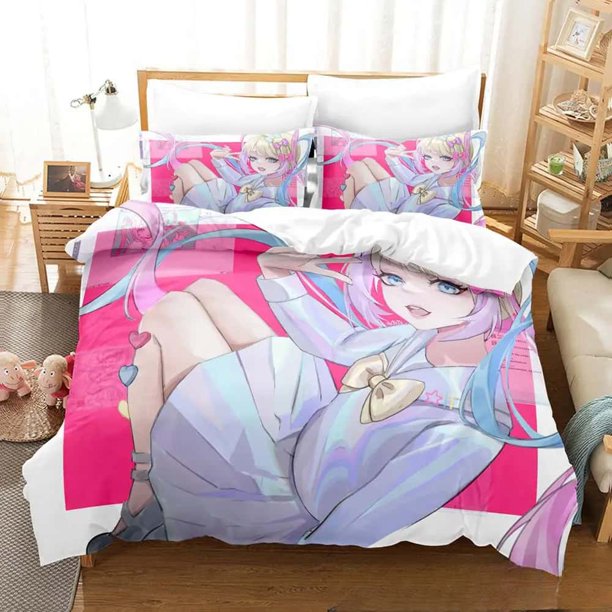 Anime Needy Streamer Overload Anime Bedding Set Boys Girls Twin Size Duvet Cover Pillowcase Bed boys Adult Bed Sheets