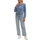 thumbnail image 2 of Chaqueta de mezclilla sin cuello para mujer de manga larga 2026 con botones en azul cielo, 2 of 6