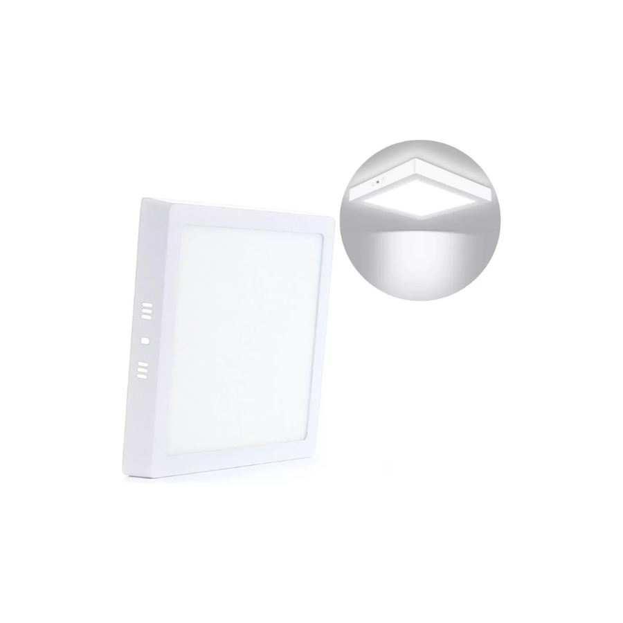 Aventura Store - Foco Panel Led Plafon Sobrepuesto Cuadrado 18W Luz Blanca