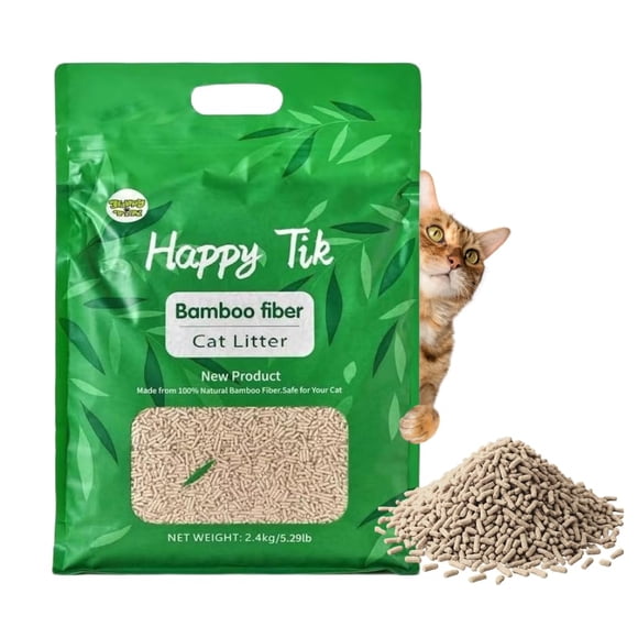 Arena para Gatos Happy Tik 2,4 kg Fibra de Bambú Sin Polvo