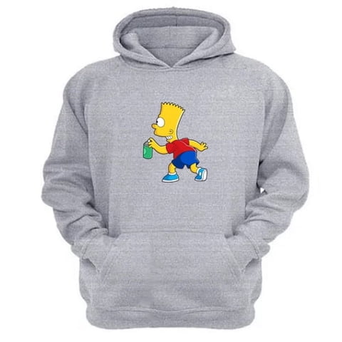 Genérico - Polerón Canguro Travieso Amarillo Dibujos Animados Gris Claro Talla M Unisex