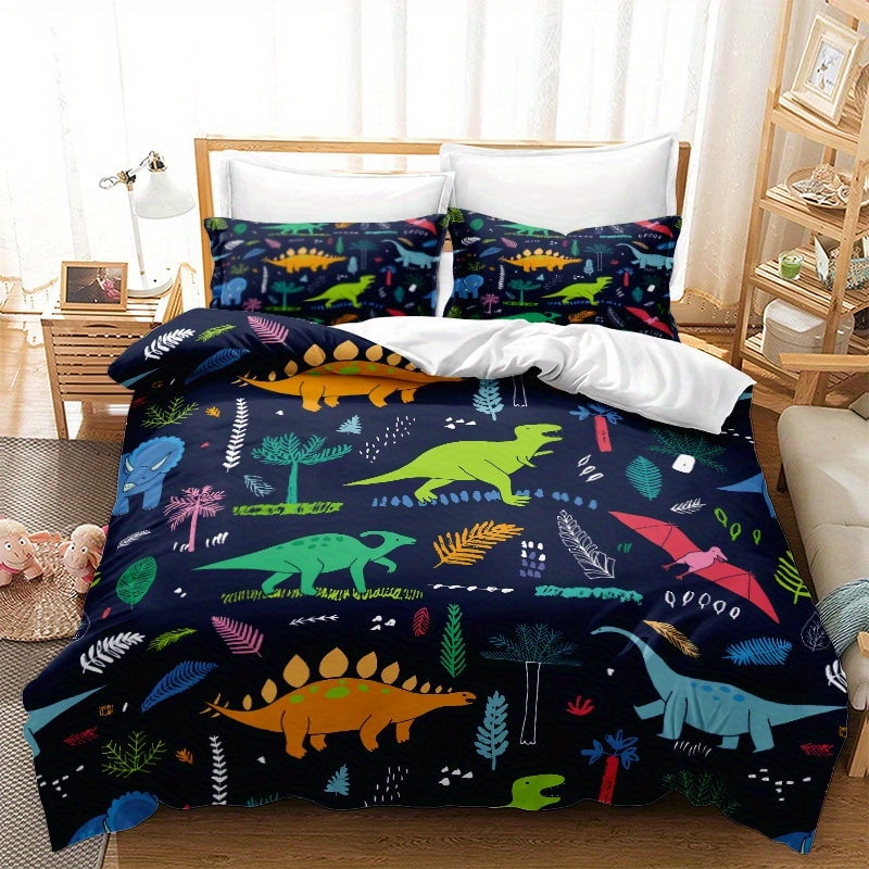 Milsleep - Divertido Y Acogedor: Juego De Cama Para Niños Con Estampado De Dinosaurios De Dibujos Animados - Regalo Perfecto