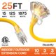 thumbnail image 2 of Cable de extensión Deeklify 7,6 m 10 AWG con 3 tomacorrientes, color amarillo, 2 of 8