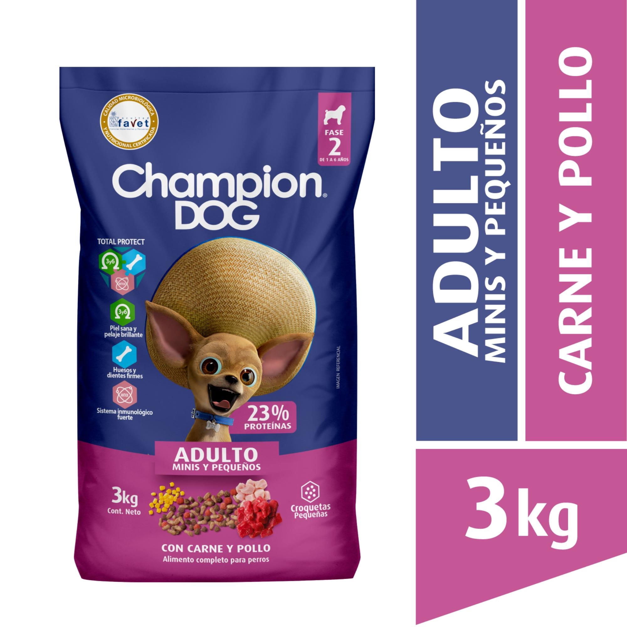 Alimento Seco Perro Adulto Raza Pequeña Carne Bolsa 3 Kg Champion Dog