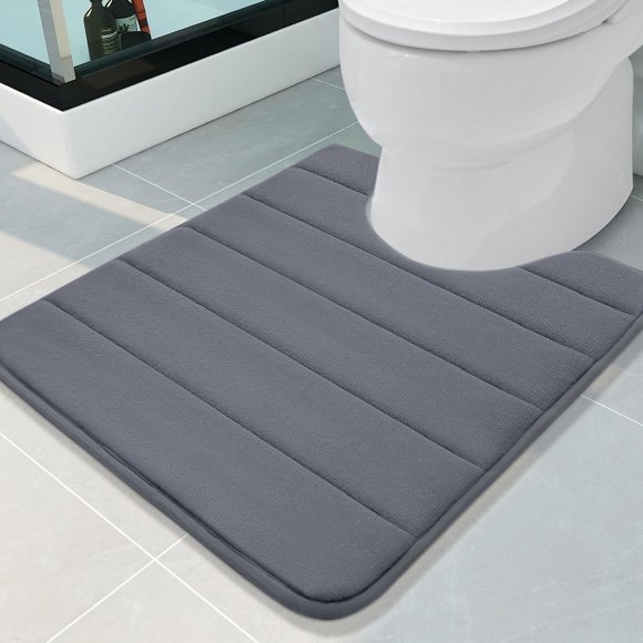 Alfombra de baño Buganda de espuma viscoelástica con contorno en U, color gris oscuro