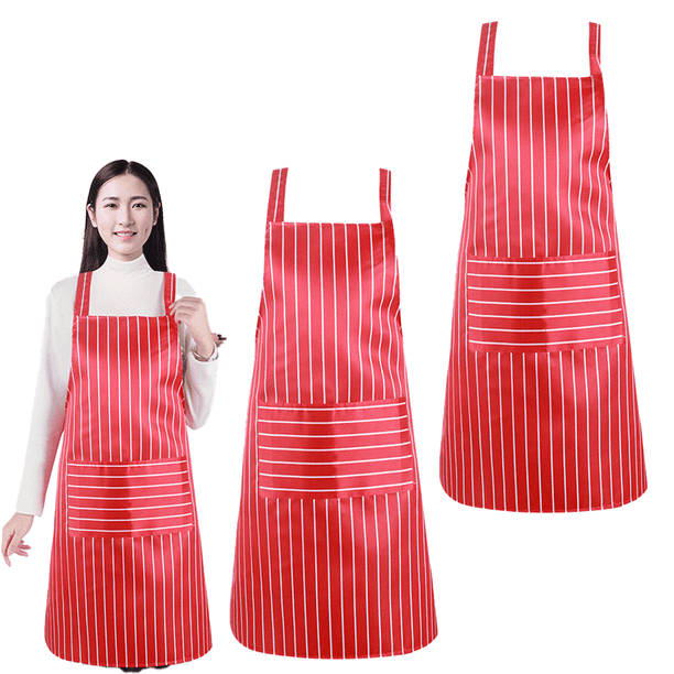 Paquete de 2 delantales de cocina, delantal de chef suave con pechera ajustable y bolsillos para hombres y mujeres.