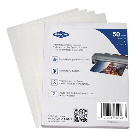 Sobre de laminado térmico SINCHI 23x29 cm 50 uds 10 mil