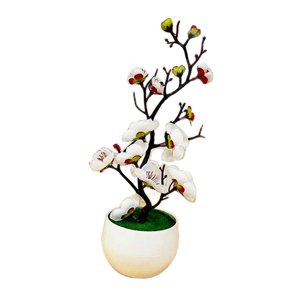 Magideal - Flores Artificiales De En Jarrón, Arreglo En Maceta De Plantas S Para Escritorio, Sala De , De Bonsái, Decoración Diy , Blanco