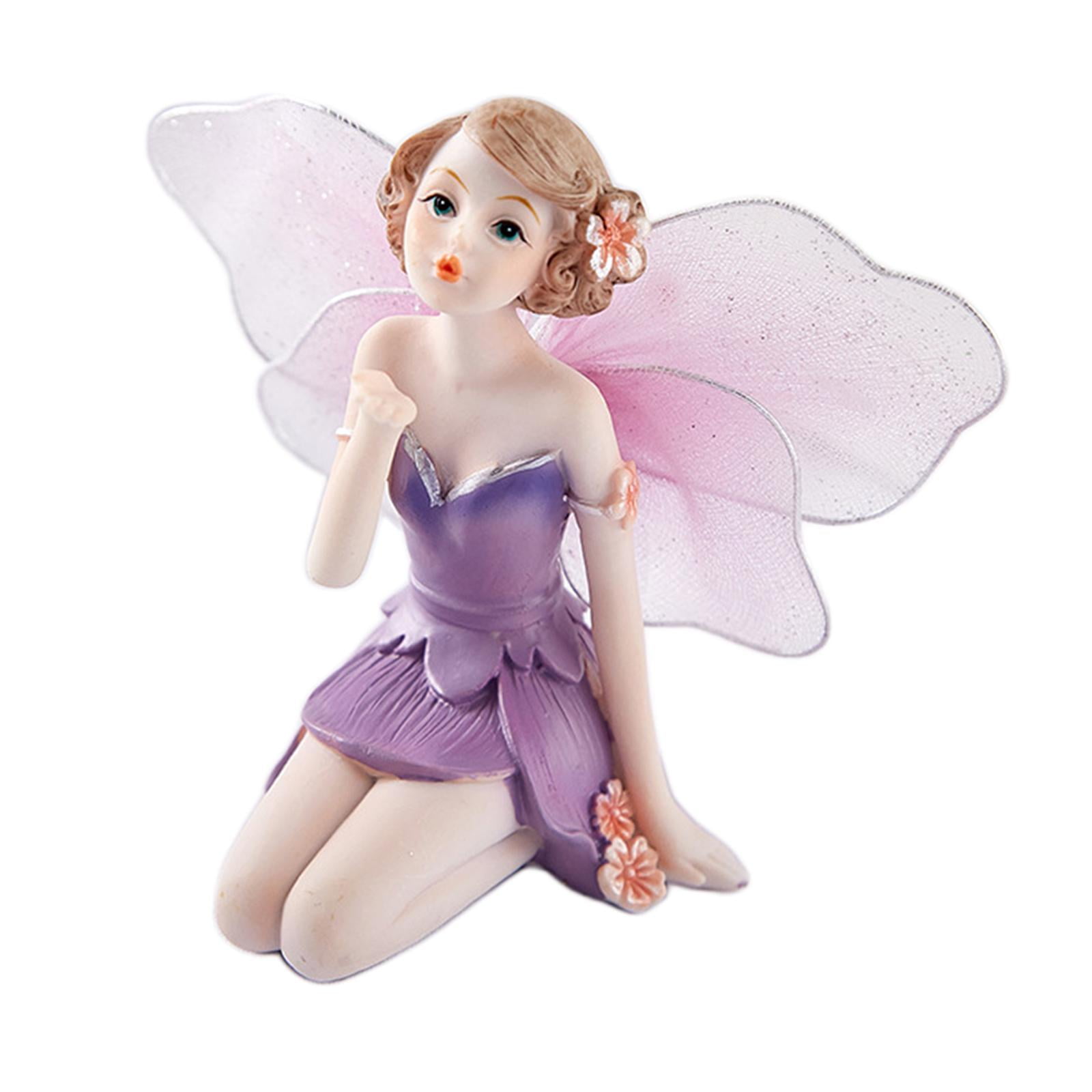 Bothyi - Estatua De Hada De Las Flores En Miniatura Elf Girls Resina Para Mesa De Escritorio Púrpura