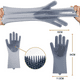 thumbnail image 5 of Guantes de esponja para lavar platos, de silicona, reutilizables, resistentes al calor, para limpieza del hogar, cocina, baño, lavado de coches. 1 par., 5 of 5