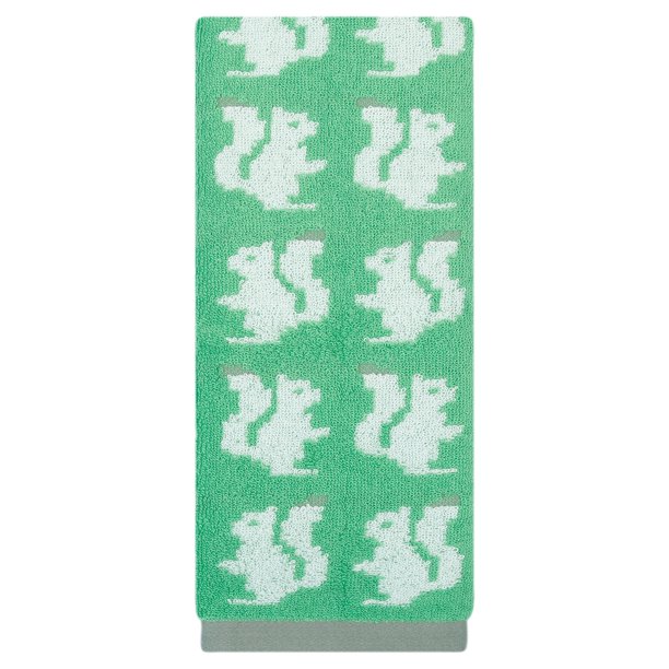 REGALWOVEN 1 Paquete de Toalla de Mano de Algodón con Patrón de Animales, Toalla de Baño Suave y Absorbente con Diseño de Dibujos Animados para Decoración del Hogar Verde Oscuro 29" x 13"