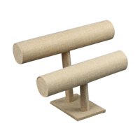 Bothyi - Organizador De Soporte De Exhibición De Joyería De Escritorio De 2 Niveles Lino Marrón Resistente