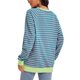 thumbnail image 3 of ATHLECHIC Sudadera de Mujer a Rayas Ajuste Suelto Manga Larga Cuello Redondo Pullover Talla S Verde Rosa, 3 of 4