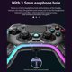 thumbnail image 5 of Controlador de Juegos Inalámbrico Claro con Iluminación LED Ajustable de 8 Colores Compatible con PS4 Pro/PS4 Slim/PS4, Gamepad con Toma de Auriculares, 5 of 7