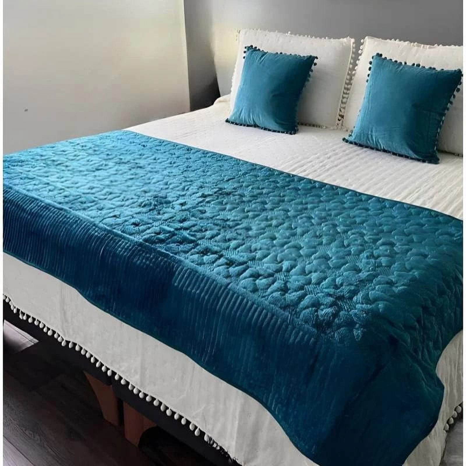 Genérico - Piecera De Cama Polar Con Tela Reversible - Petróleo