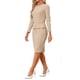 thumbnail image 4 of INSPIRE CHIC Vestido ajustado de mujer con peplum, atuendo de maestra para el regreso a clases, cuello redondo, manga larga, vestido de trabajo de cintura alta, midi, M caqui, 4 of 6