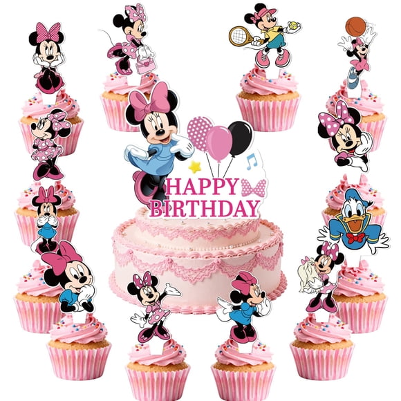Suministros para Fiesta LDAKZFV Minnie 25 piezas Decoraciones para Pastel y Cupcakes