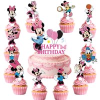 Suministros Para Fiesta Ldakzfv Minnie 25 Piezas Decoraciones Para Pastel Y Cupcakes