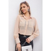 Likeshop - Blusa Mujer Manga Larga Transparencia Formal Casual Eventos 307