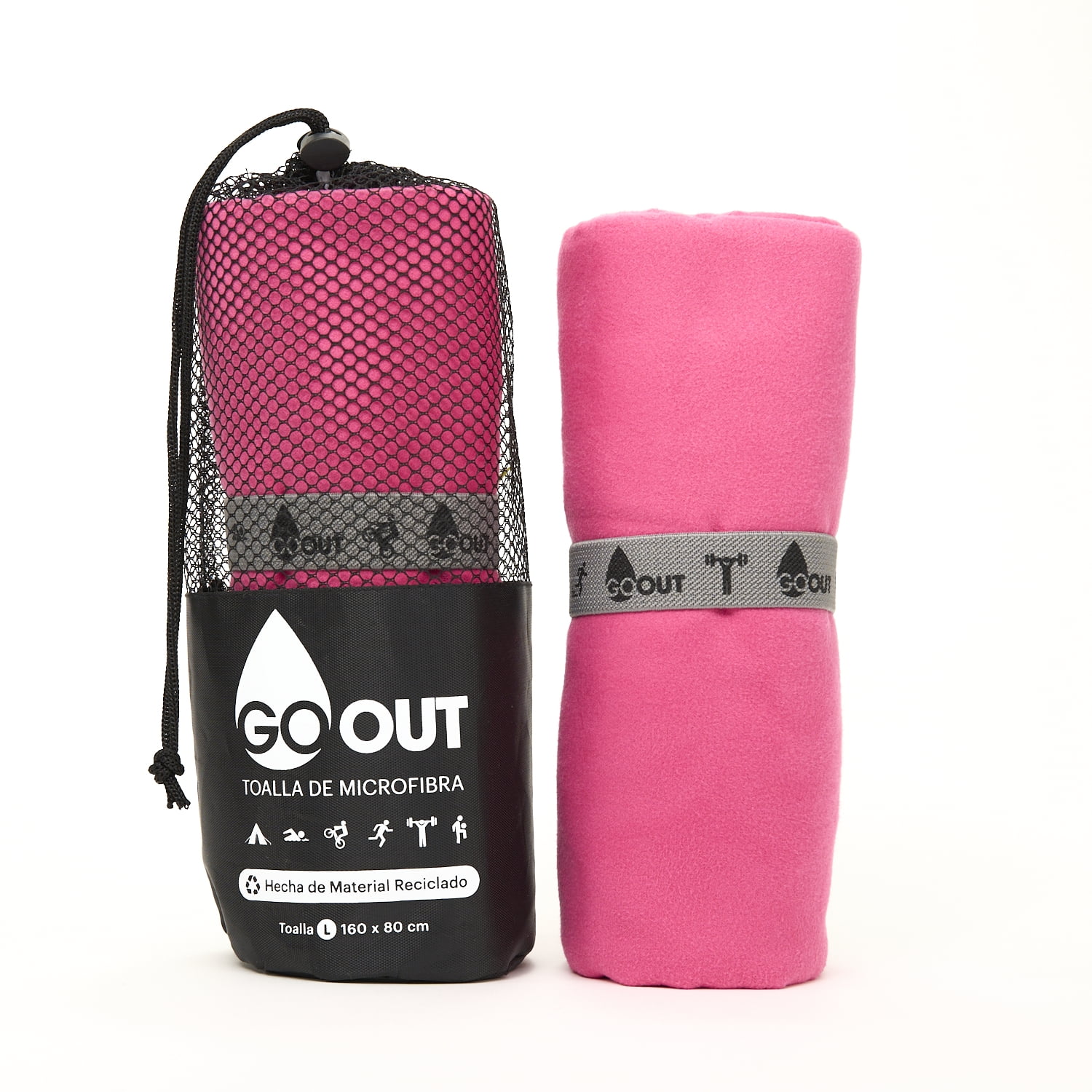Go Out Toallas Microfibra - Toalla De Microfibra 100% Material Reciclado, Tamaño L Fucsia