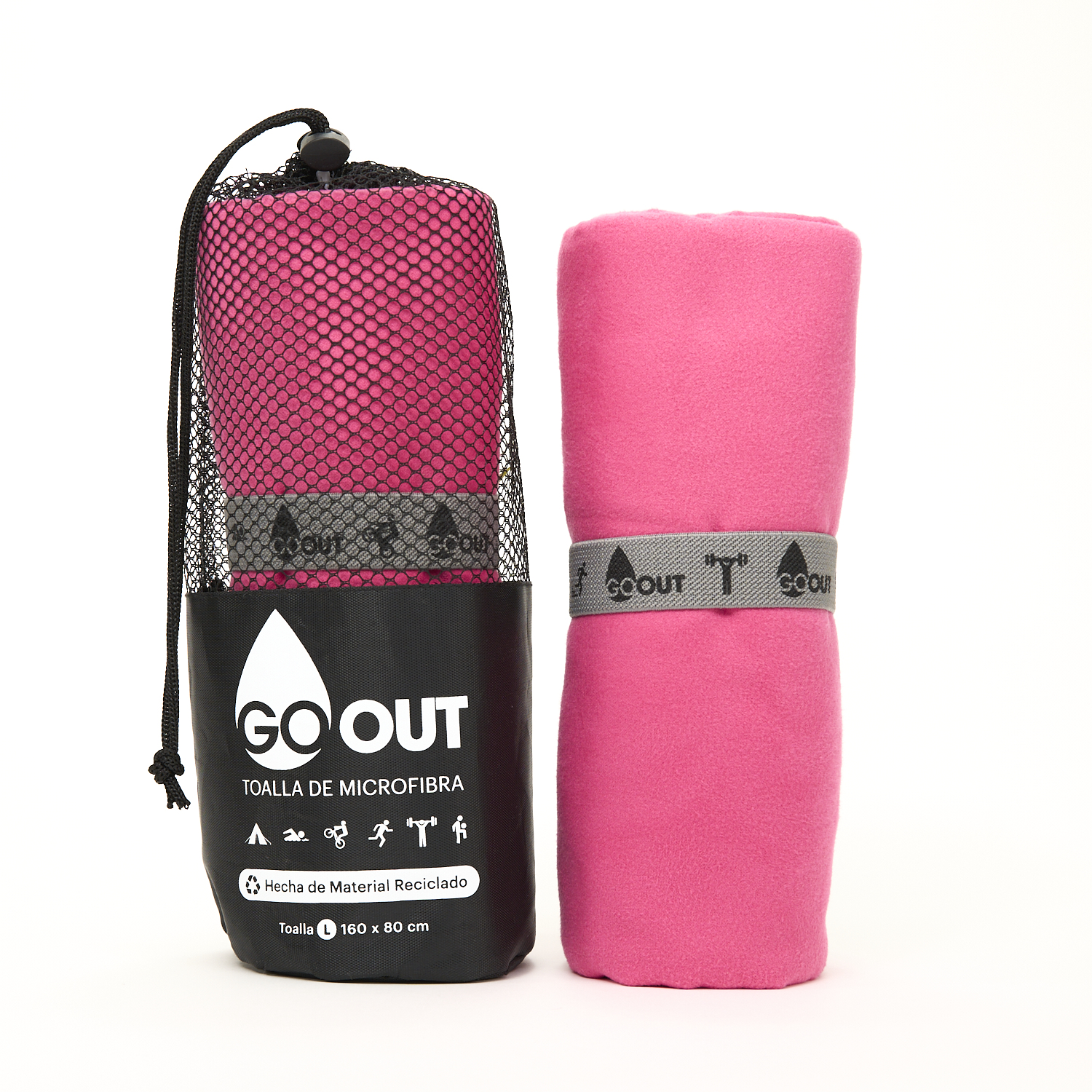 Go Out Toallas Microfibra - Toalla De Microfibra 100% Material Reciclado, Tamaño L Fucsia
