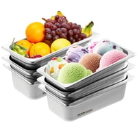 Sartenes Hotel Vevor, Tamaño 1/3, 4 Pulgadas De Profundidad, Acero Inoxidable, Paquete De 6