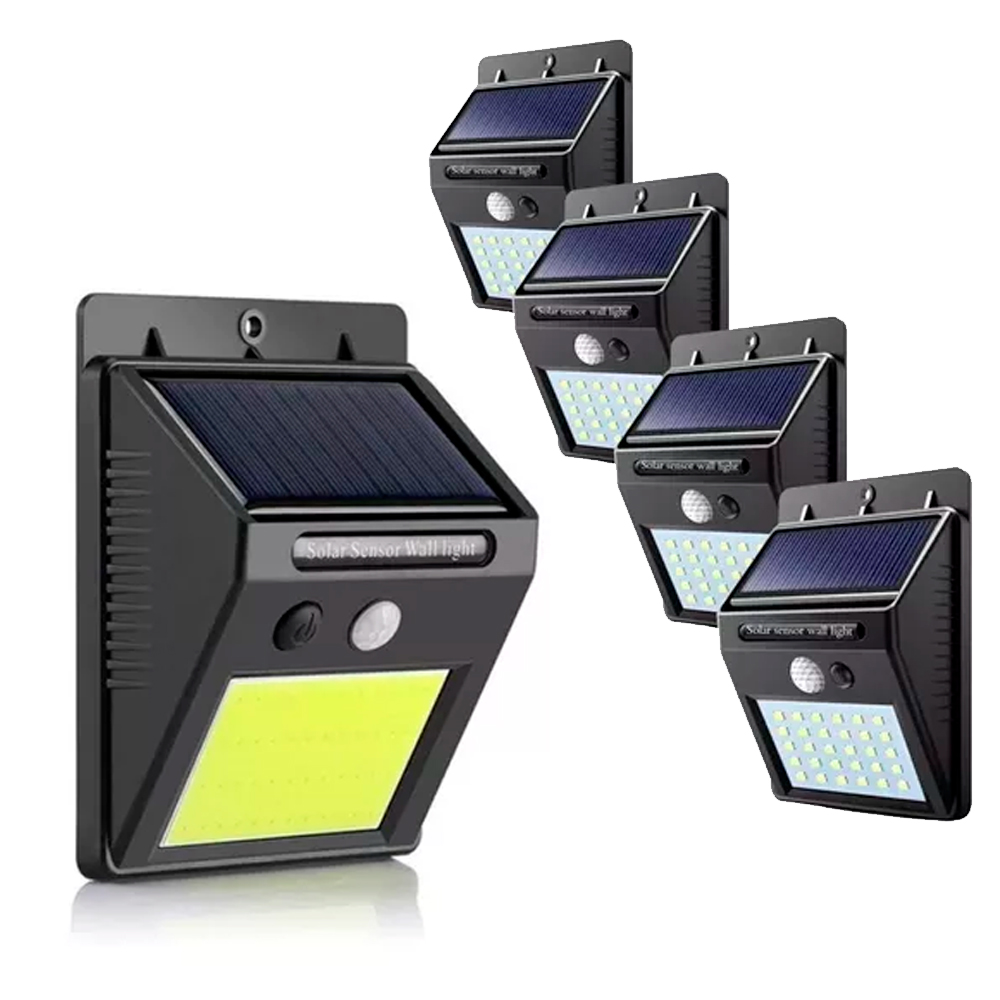 Jc - Set 4 Focos Led Solares Exterior Luz Solar Con Sensor