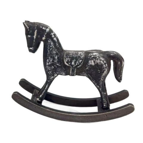 Bothyi - Figura De Caballo Mecedor De Madera, Escultura De Animal Para Dormitorio, Estantería, Armario, Color Negro