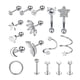 thumbnail image 3 of 17x Pendientes de oreja de material acero inoxidable Conjunto de joyas de para hombres Mujeres Pendientes Aros Barbell Stud Pendientes Hoop Stud Coraz Plata, 3 of 5
