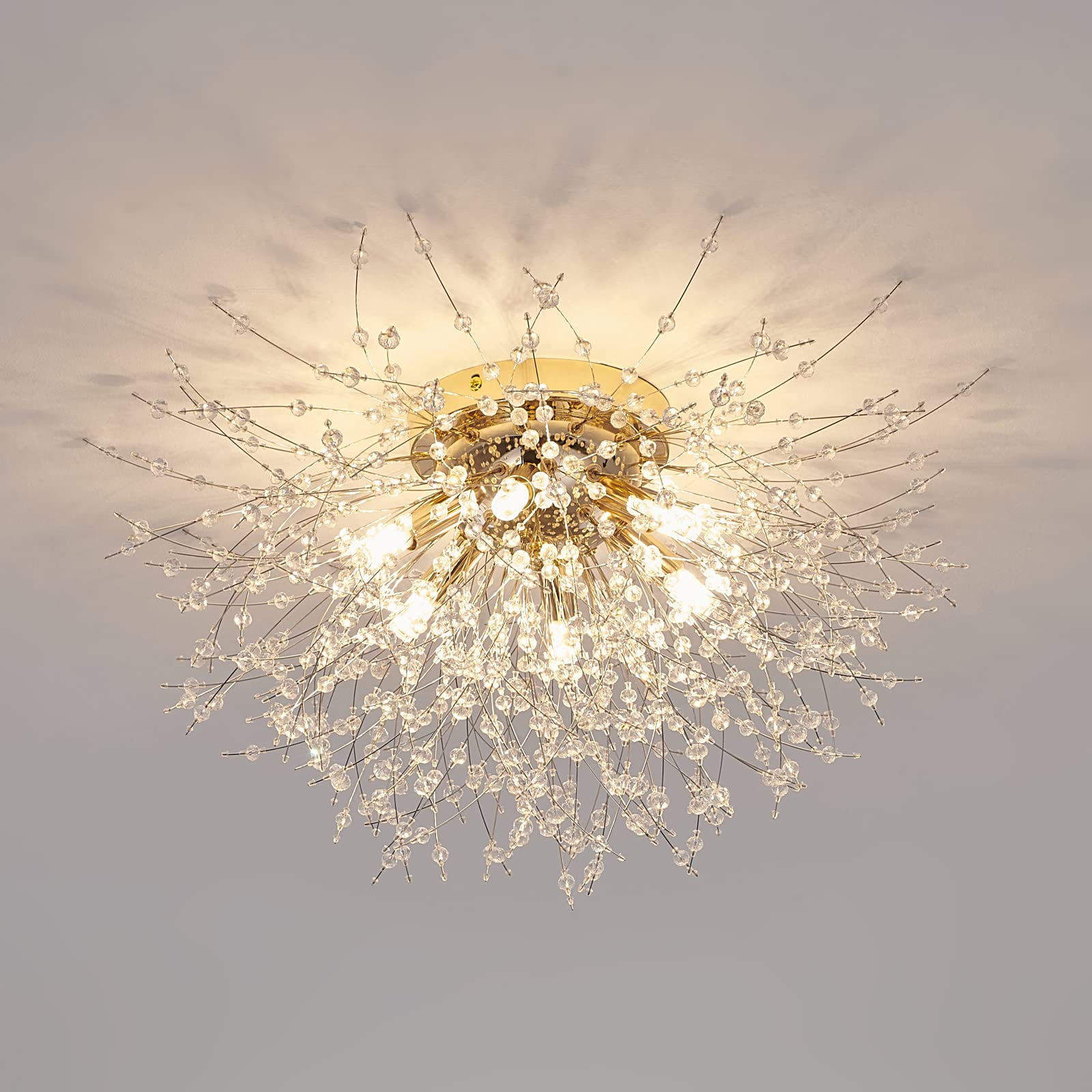 Lámpara De Techo Cm Mzy De 6 Luces Sputnik Gold Crystal