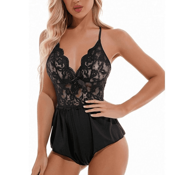 Lenceria Erotica De Encaje Babydolls Completo con abertura Entrepierna