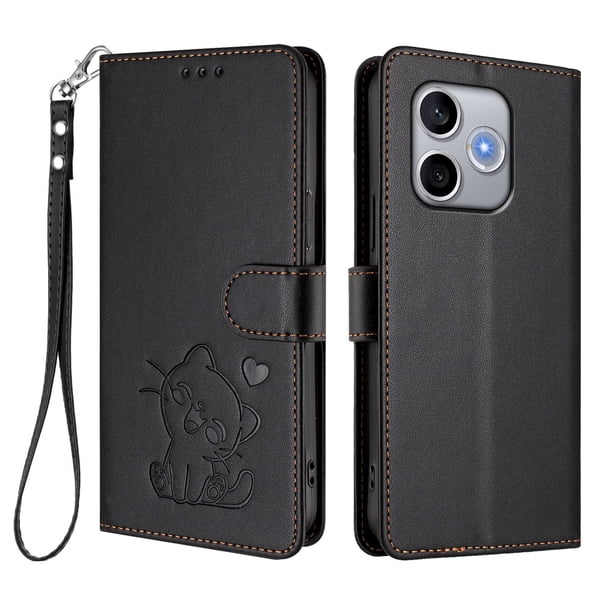 Funda de Gato tipo Libro para Honor 600 Lite, Negro