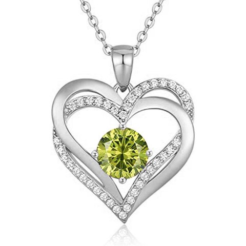 Heshpaws - Collar Love Pendant Con Piedra De Nacimiento Plata