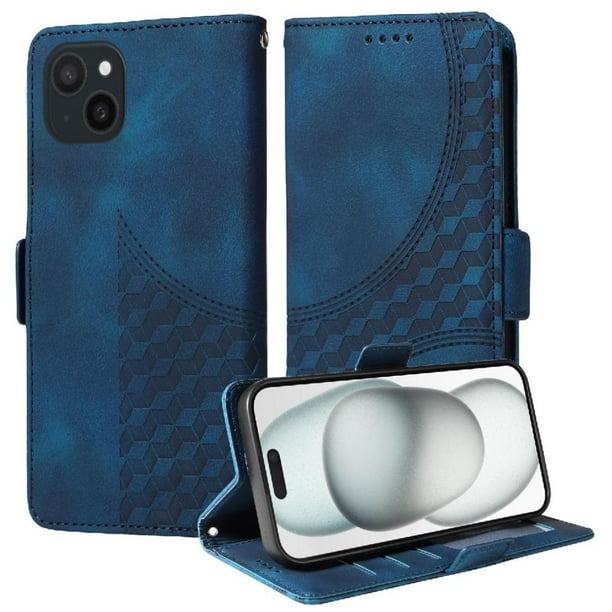 Carcasa FOXDOCK iPhone 15 de cuero PU, diseño acolchado clásico, protección contra caídas y rayones
