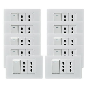 Want - Pack 10 Interruptor 1 912 16A Y Tomacorriente 2 16A - Blanco