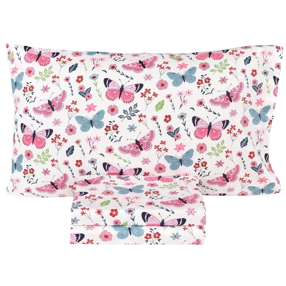 Juego de sábanas Scientific Sleep para cama individual con mariposa rosa